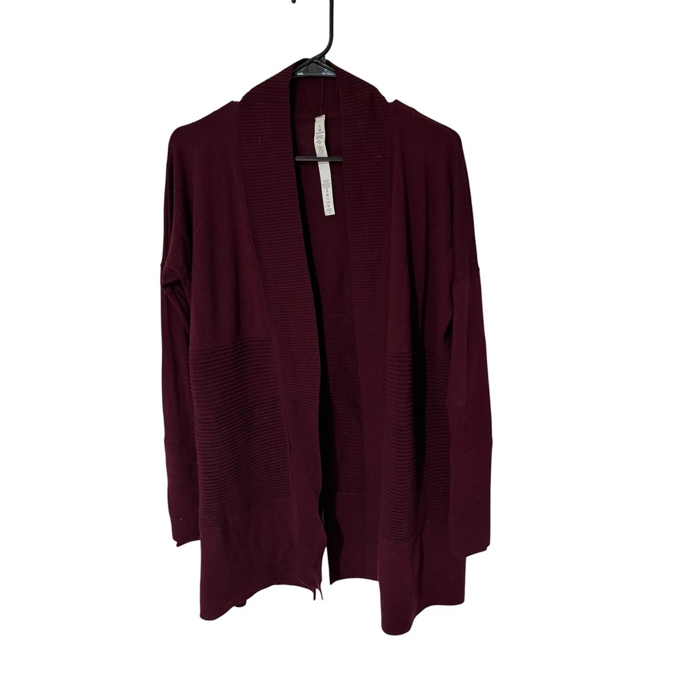 Lululemon Sit In Silence Cardigan Merino Wool Burgundy Maroon Sweater